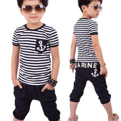 Navy Striped T-shirt and Pants Set