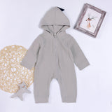 Cartoon Dinosaur Hooded Baby Rompers Gray/Purple