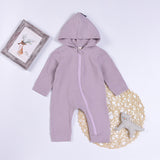 Cartoon Dinosaur Hooded Baby Rompers Gray/Purple