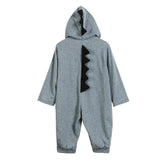 Cartoon Dinosaur Hooded Baby Rompers Gray/Pink