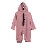 Cartoon Dinosaur Hooded Baby Rompers Gray/Pink